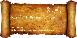 Kinál Annamária névjegykártya